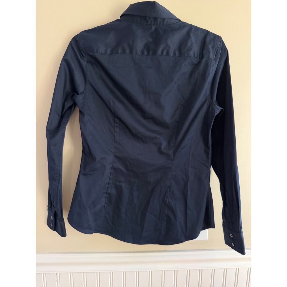 Banana Republic Tailored Fit Non-Iron Shirt Navy Blue Long Sleeve Size 2